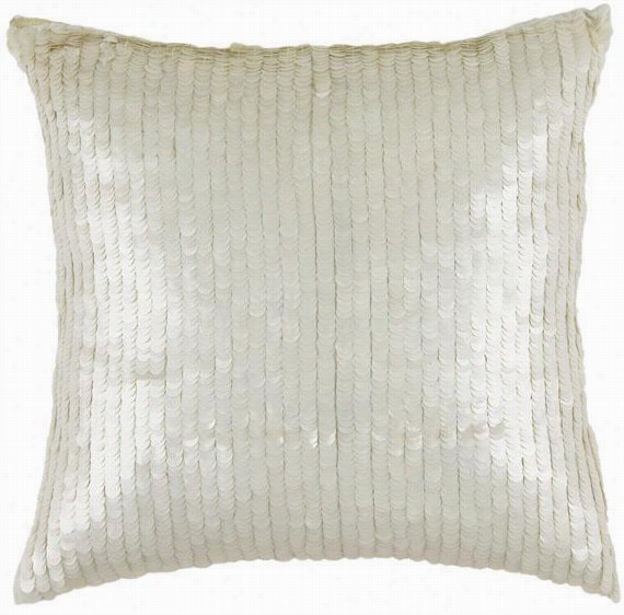 Sequin Pillow - 18"" Square, White