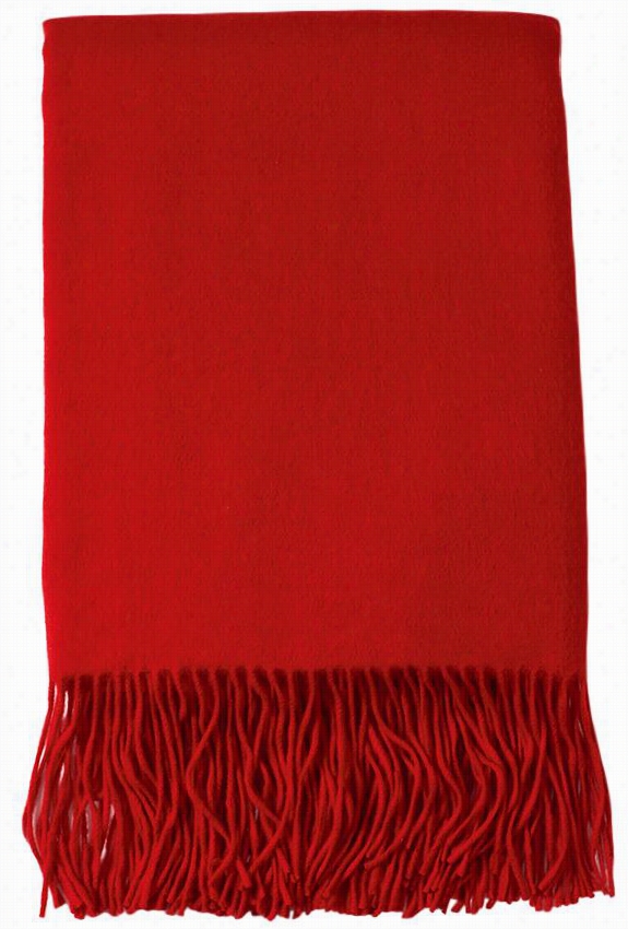 Sinature Cashmere Blend Thrwo Blanket - 77""hx50"&quo T;w, Red