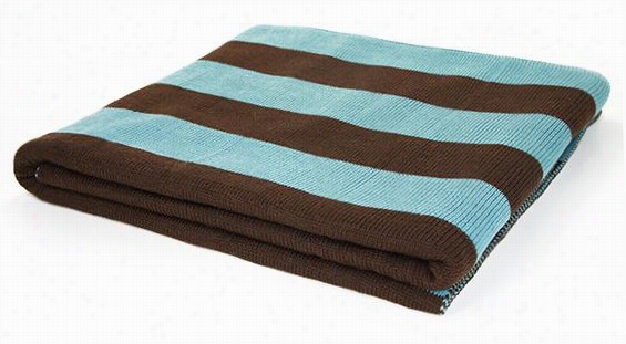 Striped Jacquard Throw Blanket - 65""hx50""w, Blue Brown