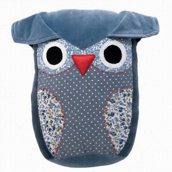 Stuffed Blue Owl Pillow -  13.5""hx13"&quo;tw4""d, Blue