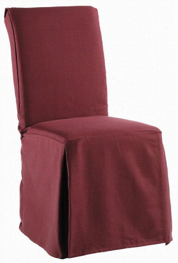Twill Long Chair Slipcover - Long W/ties, Maroon