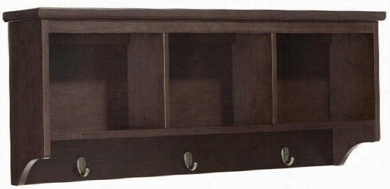 Wellmna  Wall Shelf - 16h X 38w X 8.5"",d Coffee Brown