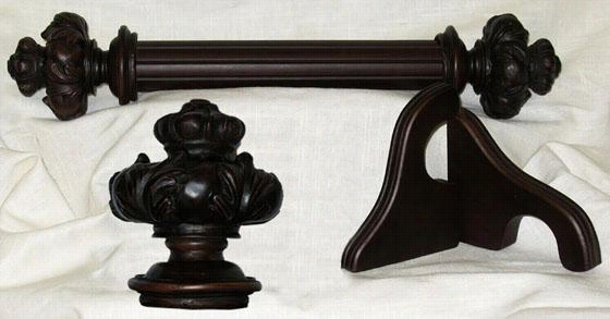 Wood Royal Crown Drapery Hardware - 72&qoit;"l X 2""da, English Walnut