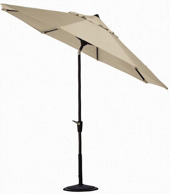 9' Auto-tilt Outdoor Sun Marke T Umbrellla - Black, Flax Sunbrella