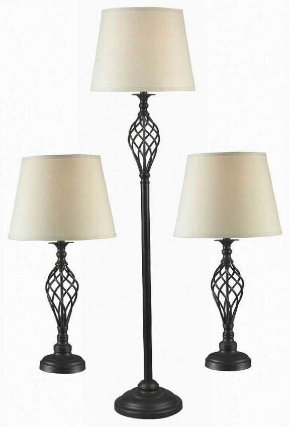 Avett Lampps - Set Of 3 - Set  Of Three,oi Lrubbed Bronze