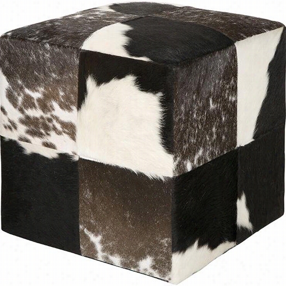 Cowhide Pouf - 18""hx1"&quoot;wx18""d, Coffee Brown