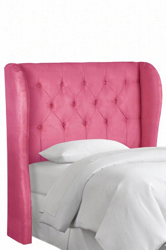 Custom Chanming Upholstered Headboard - Twin, Microsuede Hot Pink