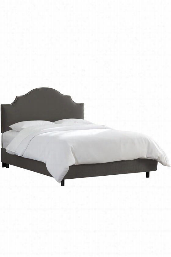Custom Geryson Upholstered Bed - Twwin, Microsuede Charcoal