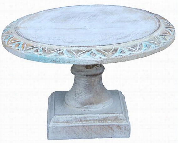 Darby Cake Be Placed - 7.25""hx6.75""dia, Distress Ed Light Blue