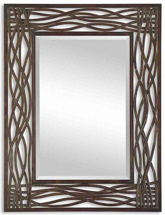 Dorigass Mirror - 42""hx32""wx0.5&""d, Distressed Mocha Brown