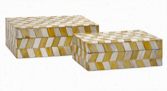 Eliza Bone Boxes - Determined Of 2 -  Sett Of 2, Yellow