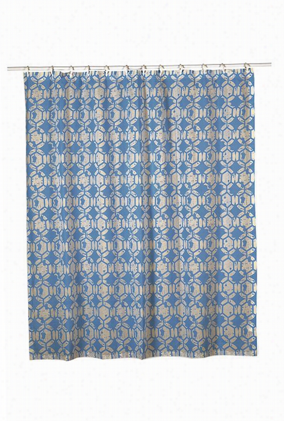 Geometric Hower Curtain - 72""hx72"&quto;wx.5""d, Light Blue