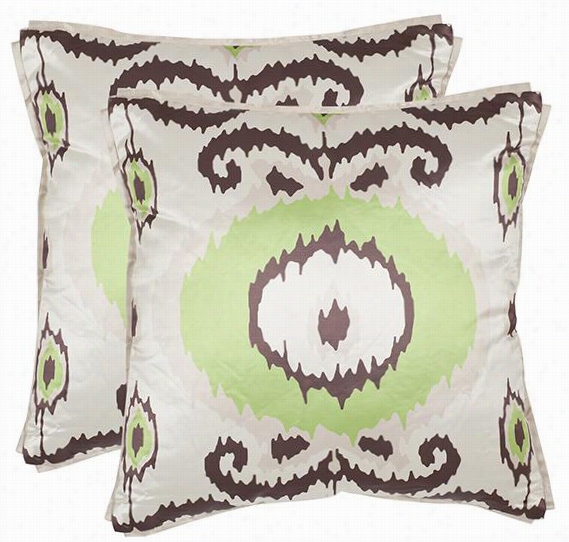 Giselle 18&quo T;"  Pillows - Set Of 2 - Set Of 2, Liime/chocolate