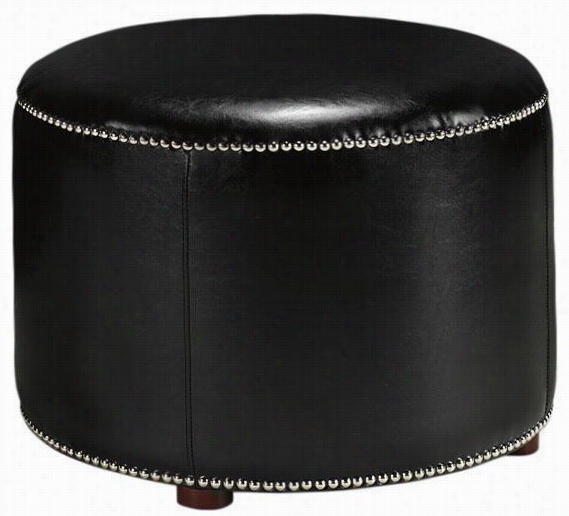 Hammond Round Ottoman - 18&quto;"hx24""w, Blacj