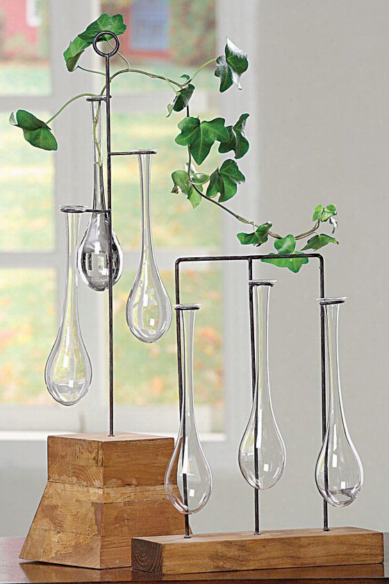 Hanging Vases With Stand - 23""hx6&quoot;"wx6&qot;"d, Brown