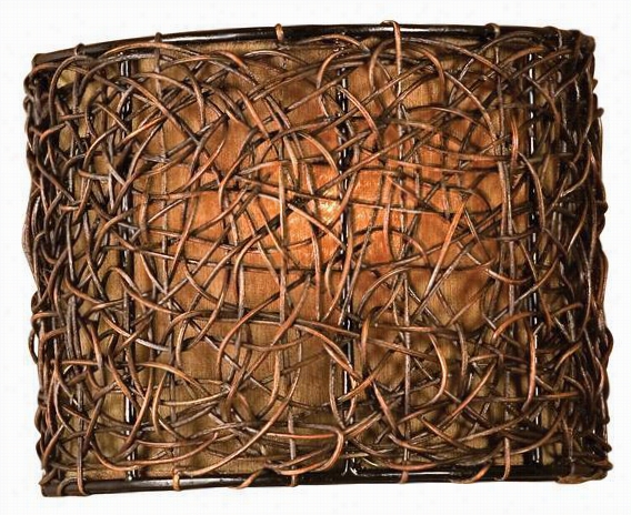 Knotted Ratta 1-light Wall Sconce - 9""hx7""w, Coffee Brown