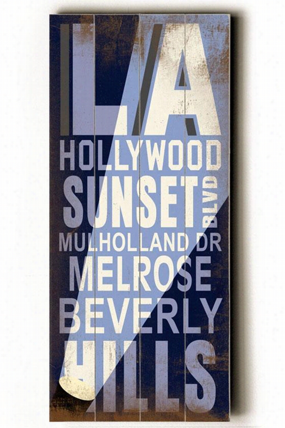 La Hollywood Transit Sign Wall Plaque - 24hh X 1&0quot;"w, Blue