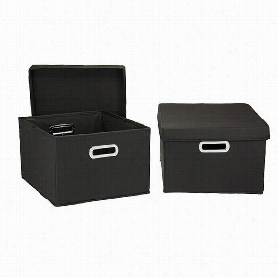 Laurel Boxes With  Lids - Set Of 2 - 8""h X13"q&uot;wx15";&qquot;d, Blca K