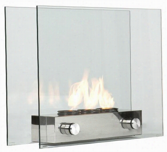 Loft Portable Fireplace - 32""wx9.25&quto;"d, Silver Nickel