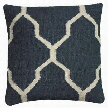 Moroccan Kilim Pillow - 18"&quoy;squarex18""w, Charcoal Gray