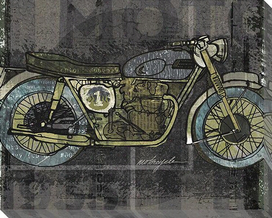Motorcycle Wall Art - 16""hx2&0quot;"wx1.5& Quot;&quoot;d, Grau