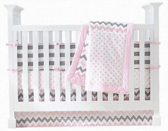 Pattern Play Baby Crib Bedding Set - 3pc Baby Crib Set, Light Pink