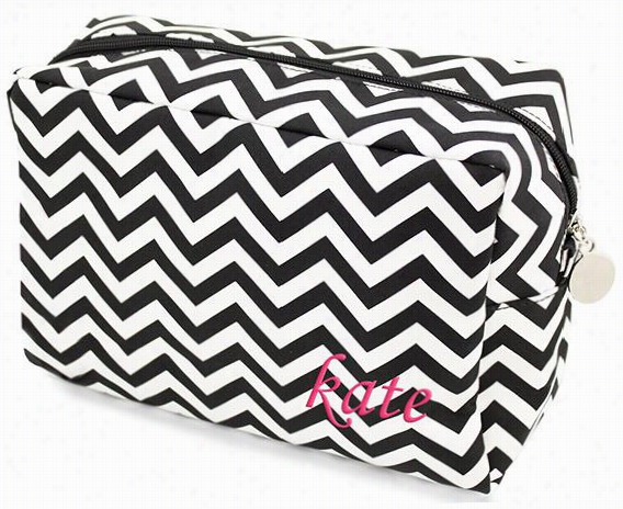 Personalied Chevron Spa Bag - 1""hx12""wx5&quto;"d, Bblack