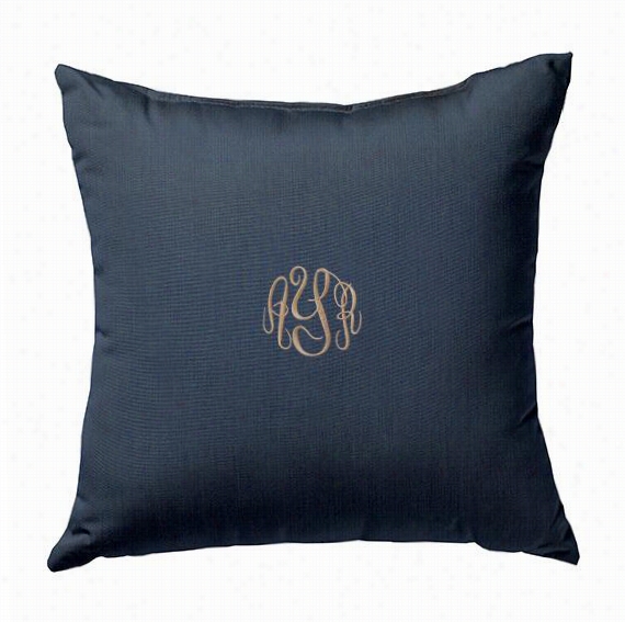 Personalized Monogra 20"" Square All-weather Outdoor Patio Throw Pillow - Standard, Indigo Sunbrell