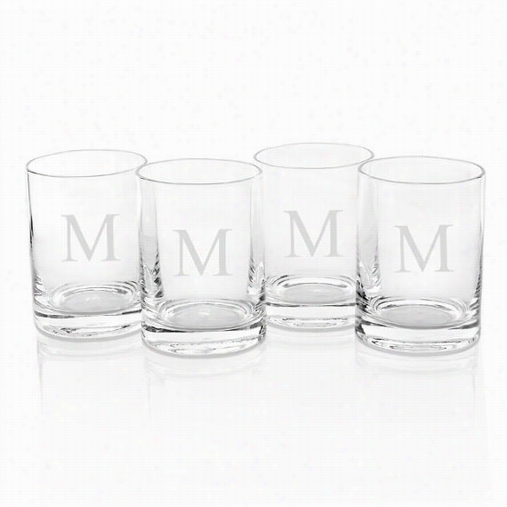 Personalized Monogram Doublw Old Fashiobed Gglasses - Set Of 4 - 14oz, M