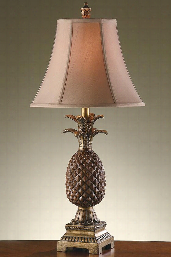 Pineapple Table Lamp - 29""hx14""diameter, Antique Godl/brosn