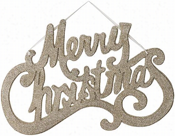 Platinumg Litter Merrry Christmas Sign - 12""hx18" "wx1""d, Platinum Glitter