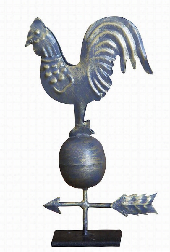 Roosger Weather Vane Decorative Stand - 5.25""x3""wx1""d, Distressed Greyy