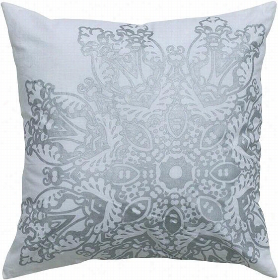 Satna Medallion Pillow - 18" ;&quto;hx18&suot;&quuot;wx3""d, Metallic Silver