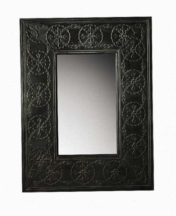 Scroll Metal Framed Mirror - 48.5""hx37""wx2""d, Charcal Gray