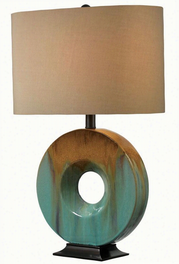 Sesame Table Lamp - 25h  X 16""roudn, Green  Glaze