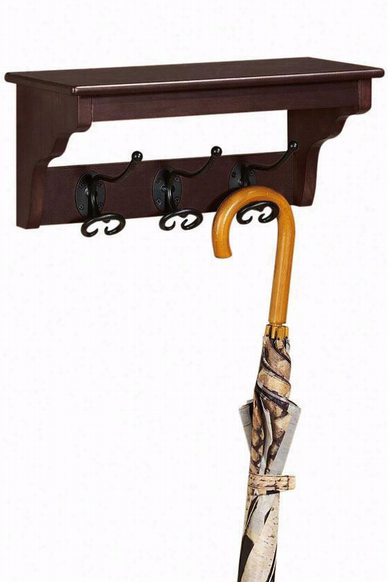 Sonoma Coat Rack - 3-hook, Brown Wood