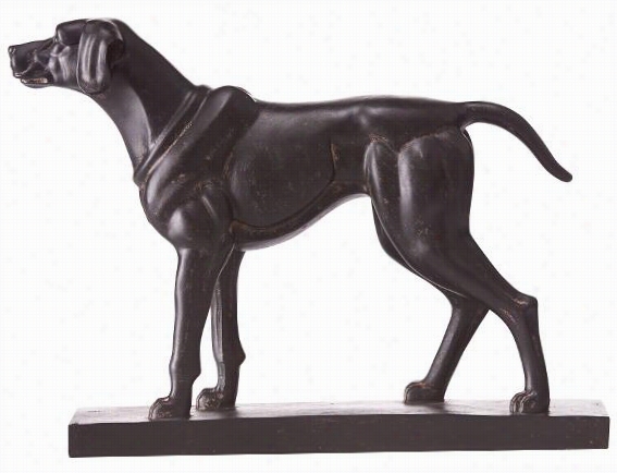 Standing Dog Statue - 10""hx13""wx3.5""d, Oil-rubbed Bronze