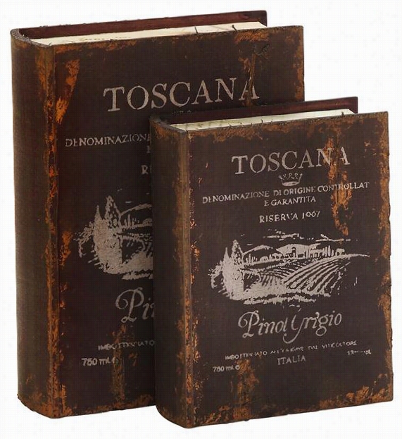 Toscana Book Box - Set Of  2 - Set Of Two, Distressde