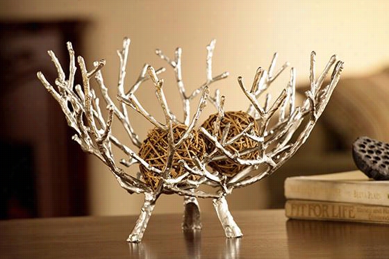 Twig Bowl - 16""hx10"&qout;wwx16" "d, Silver