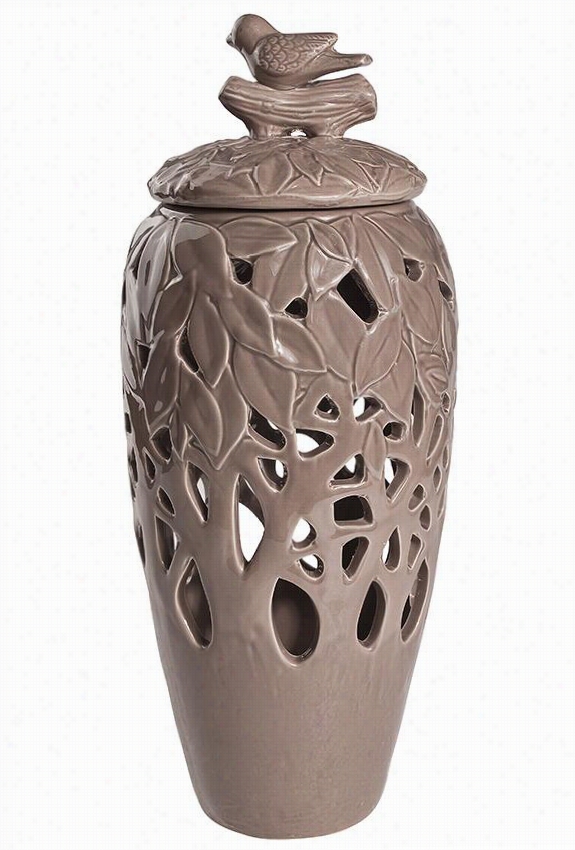 Ucello Decorative Jar - Large, Beige