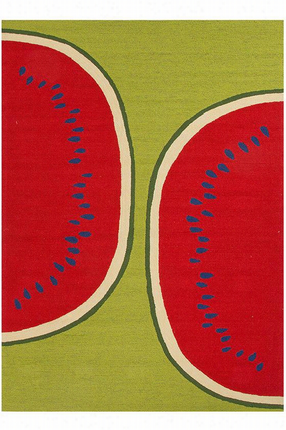 Watermelon Area Rug - 7'6""x9'6"";, Green