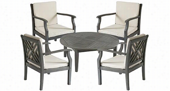 Anaheim 5~piece All-weather Outdoor Patio Sea Ting Set - 5-piece Set, Grey Finish & Ivory Cushi Ons