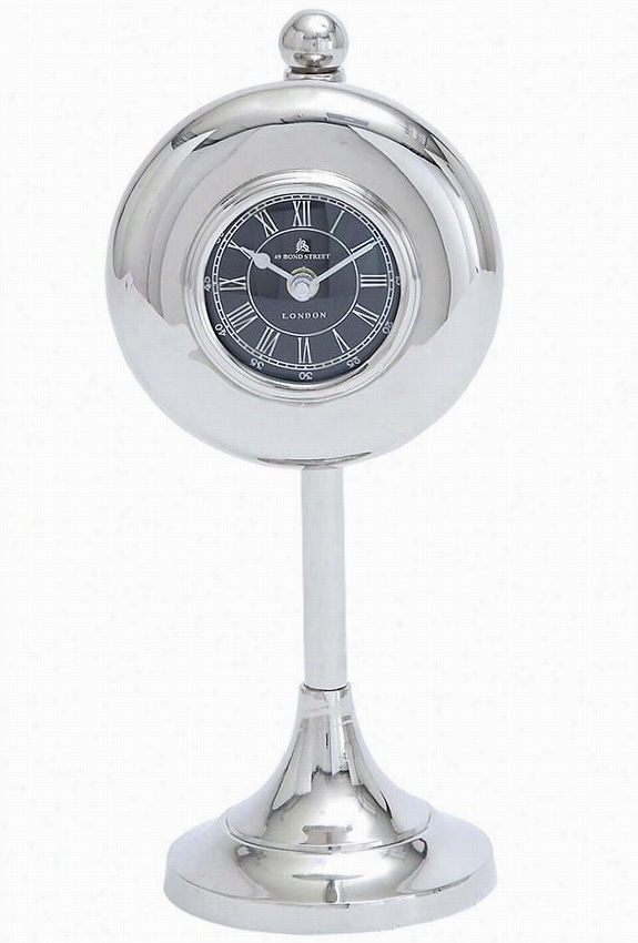 Arno  Table Clock - 13""hx6""wx5""d, Silver