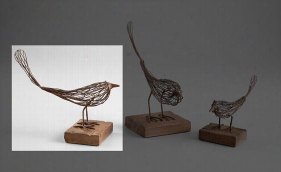 Bird Sculpture - 9.25hx5w, Rustic Wood