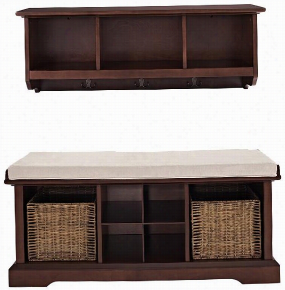 Brennan Entryway Bench And Shelf Set - Set Of 2, Maroon