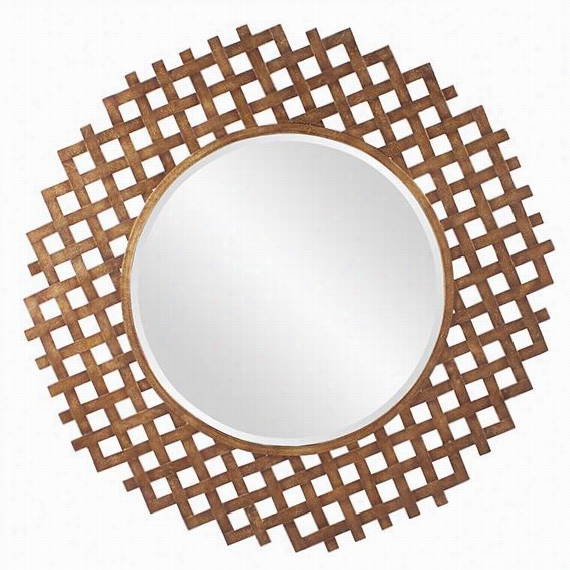 Burma Mirror - Round, Rustic Gold