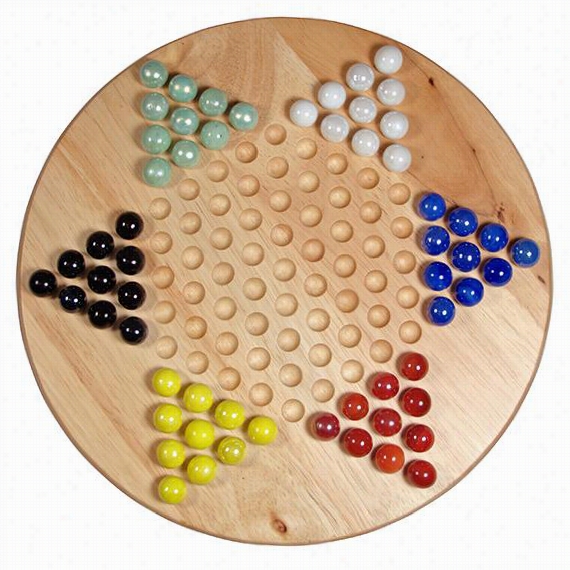 Chinese Checkers Set - 1.5""hx11""diameter, Multicolor/natural