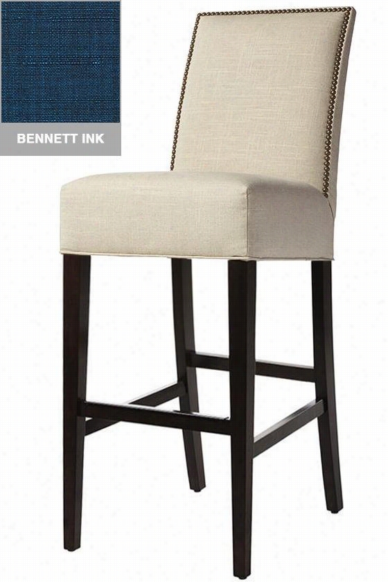 Custom Straight-back Bar Stool - Brass/espresso, Bennett Ink