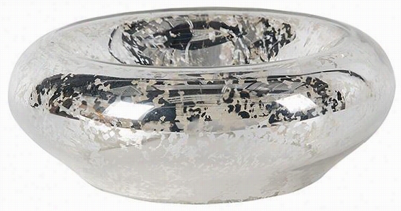 Dina Mercury Glass Bowl - 3.5""hx9.25""diaameter, Mercury Glass