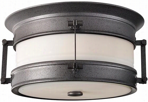 Dockyard 2-light Aall-weathe Routdoor Pat1o Ceiling Mount - 6""hx11.5""diamet, Distressedd Silver